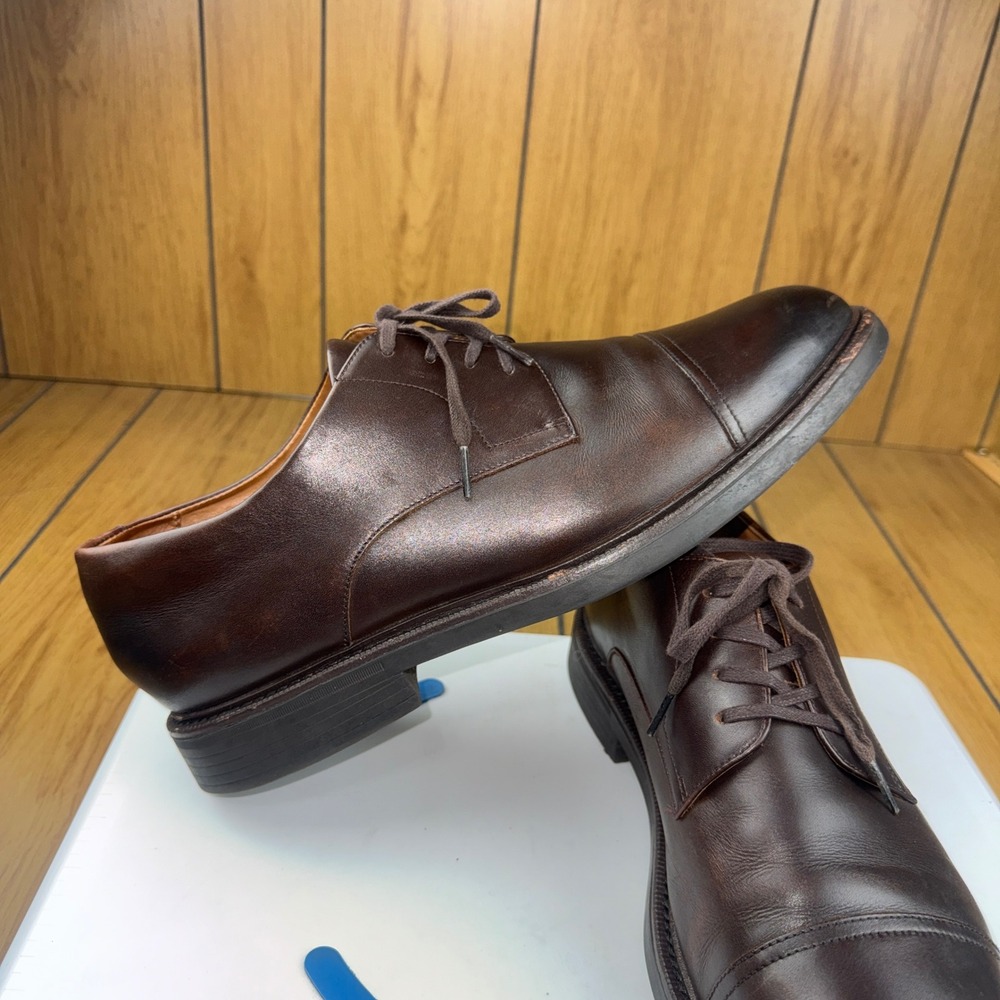 Polo Ralph Lauren Asher Captoe Brown Leather Oxford Dress Shoes Mens 13 Vibram